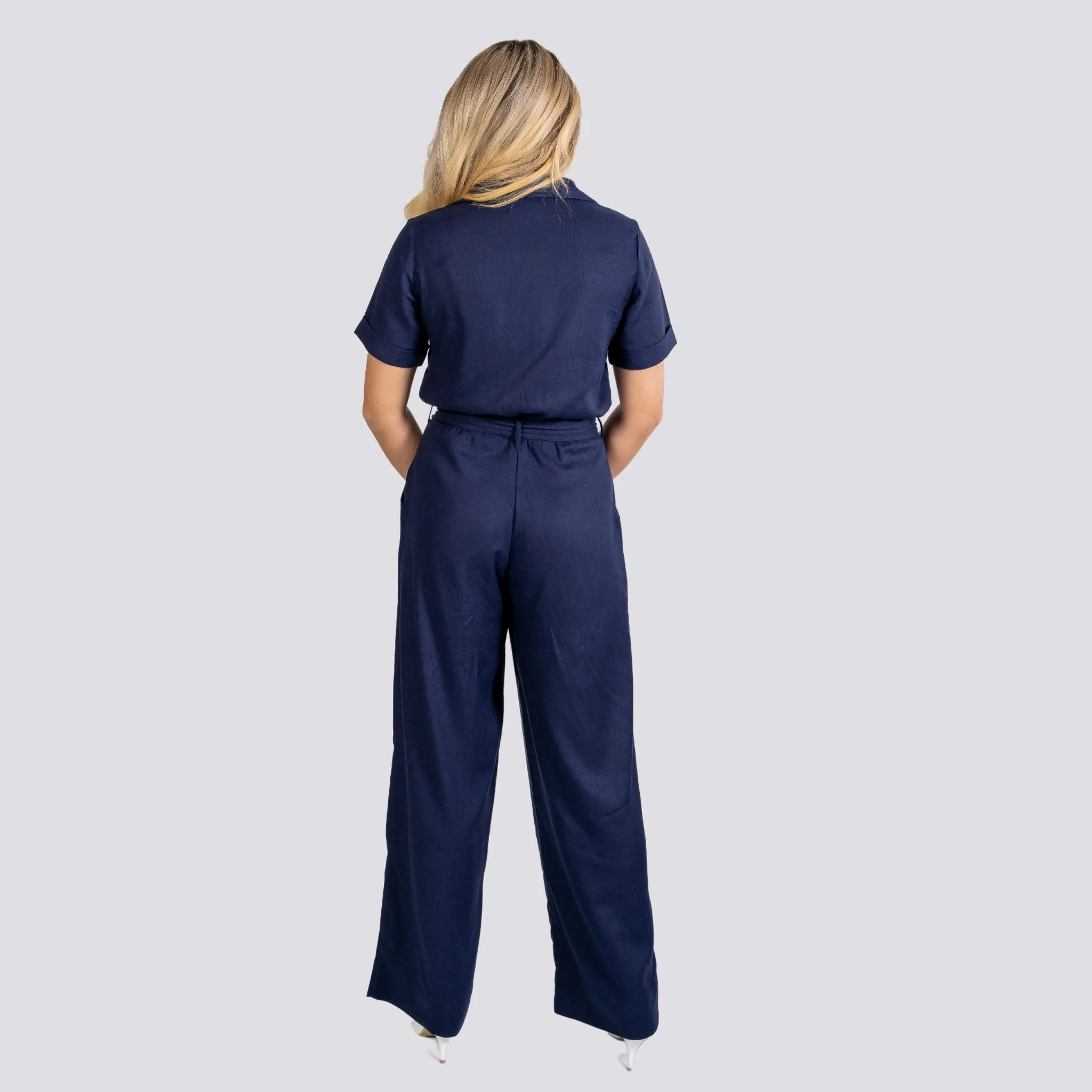 Timeless Tranquility: Eco-Friendly Midnight Jumpsuit for Women