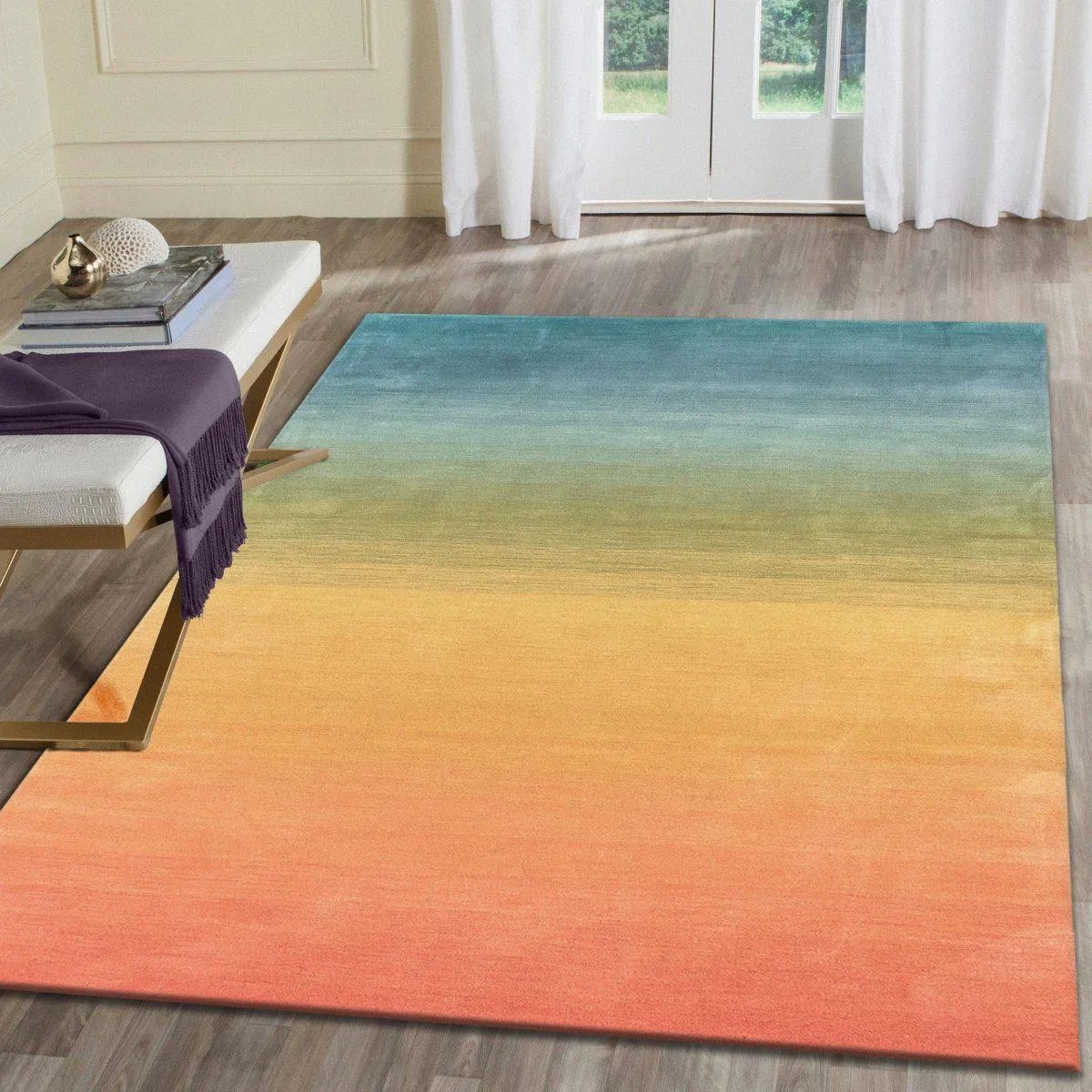 Trans-Ocean ARCA Indoor Hand Loomed Wool Comfortable Areaa Rug  - Rainbow