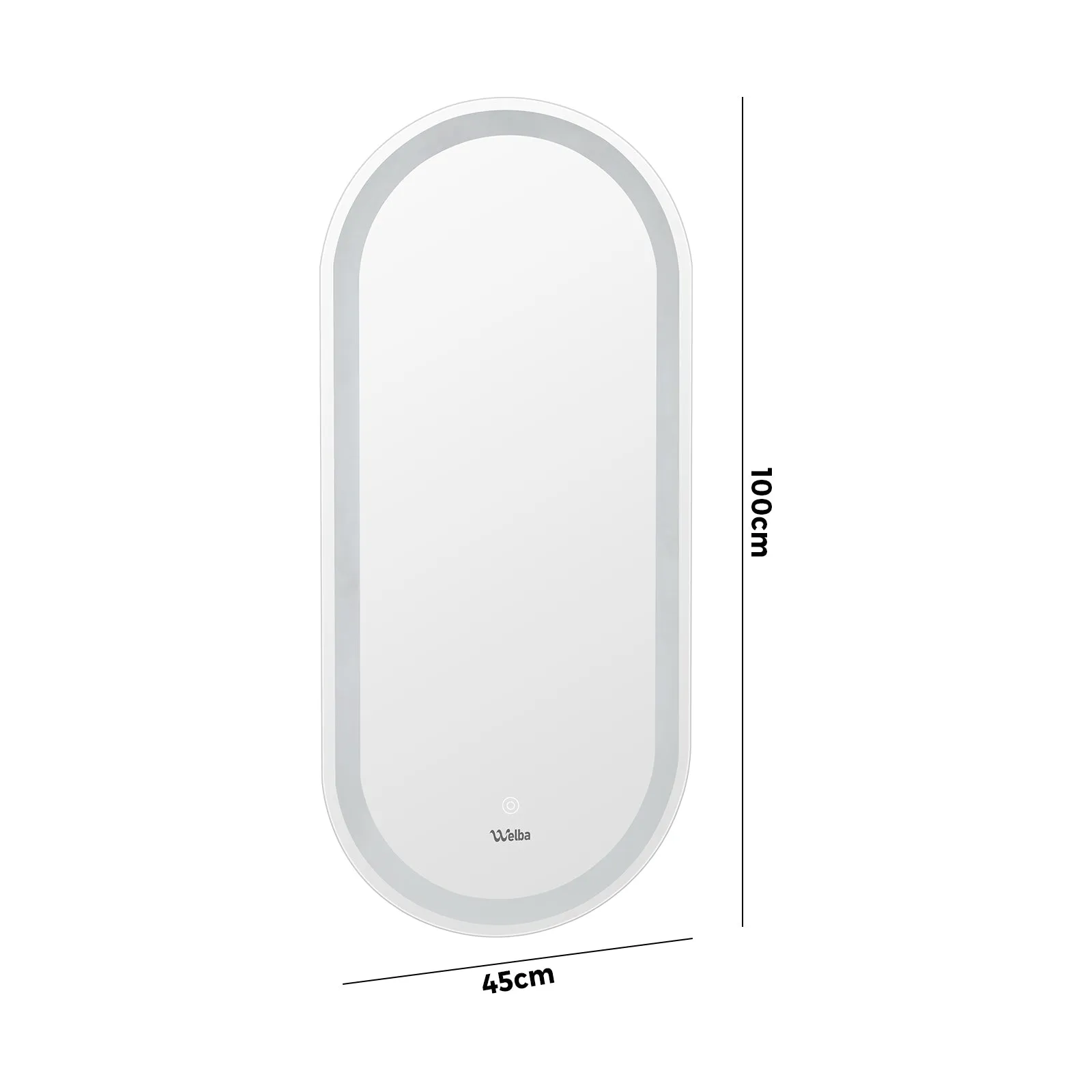 Welba LED Oval Bathroom Mirror Smart Anti-fog Makeup Wall Mirrors Vanity 1000mm