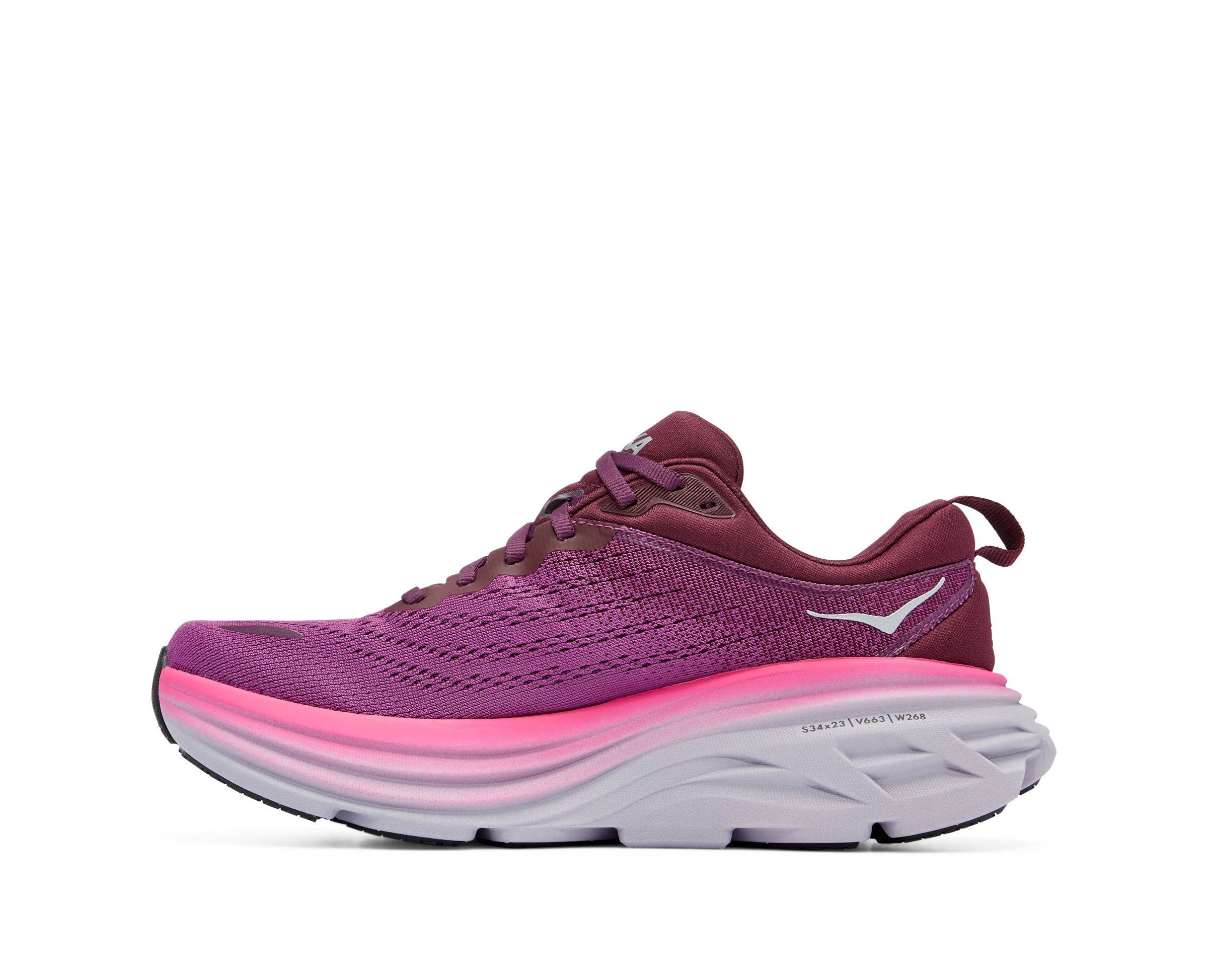 Women's Hoka Bondi 8 Color: Beautyberry / Grape Wine