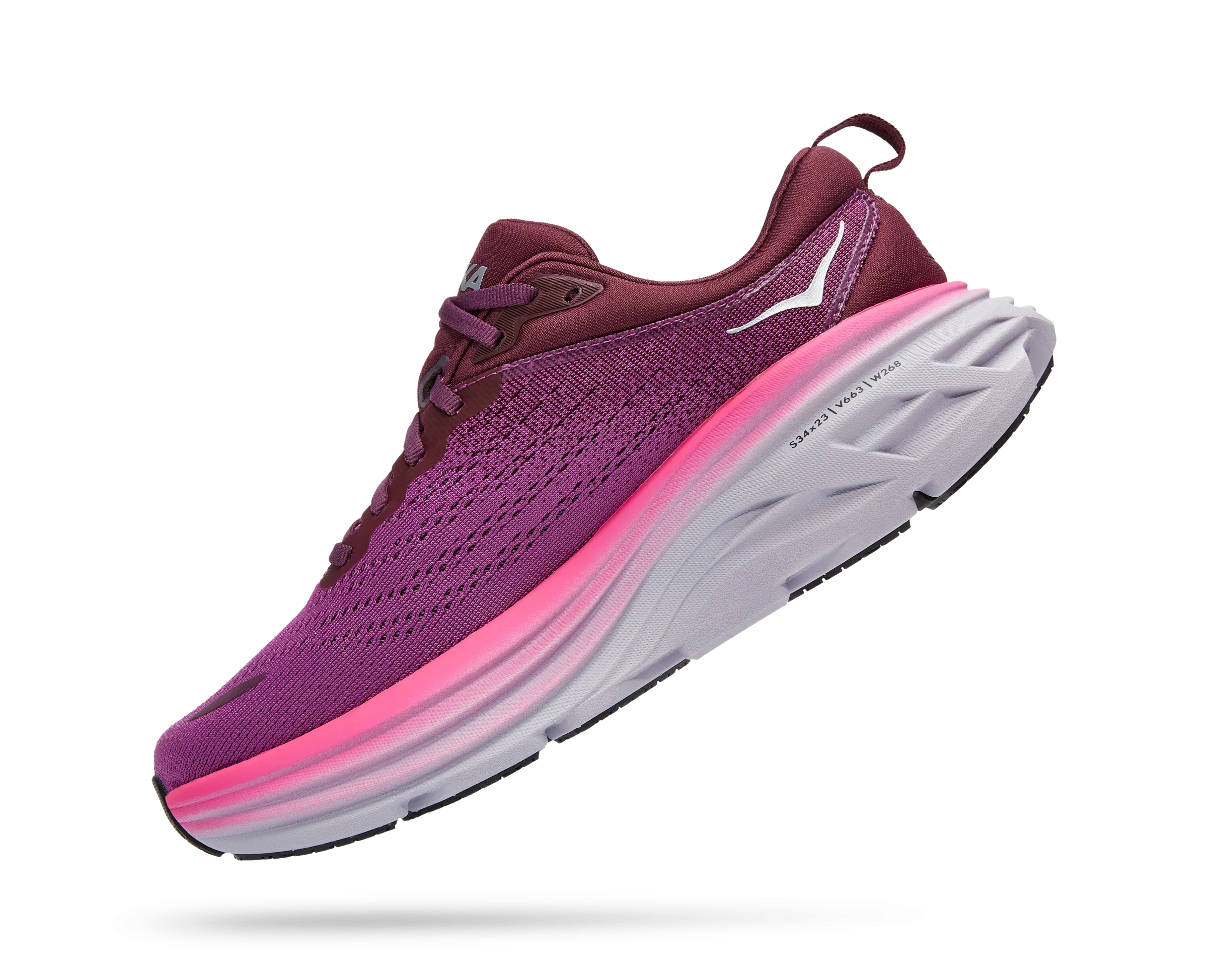 Women's Hoka Bondi 8 Color: Beautyberry / Grape Wine