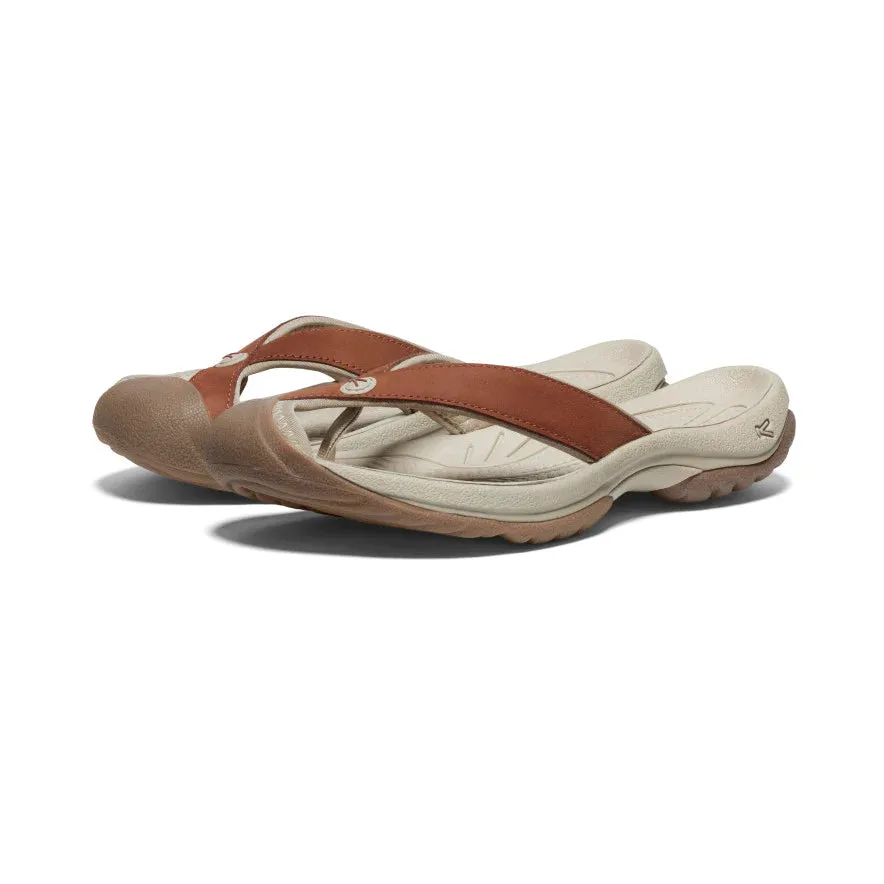 Women's Keen Waimea Leather Flip Flop Color: Sorrel Horse/Plaza Taupe