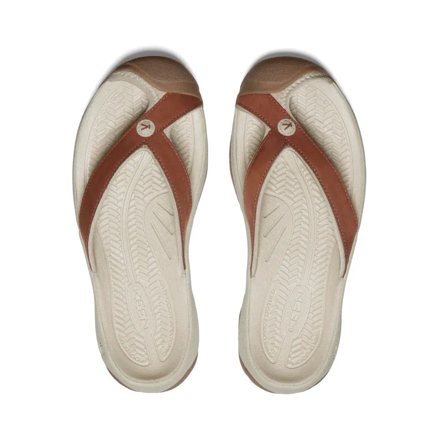 Women's Keen Waimea Leather Flip Flop Color: Sorrel Horse/Plaza Taupe