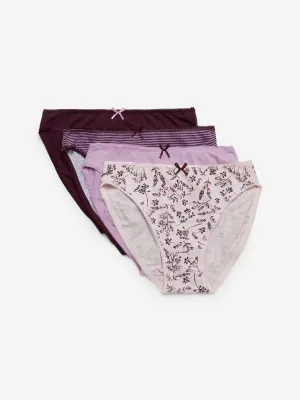 Wunderlove Burgundy Hi-Leg Briefs Set of Four