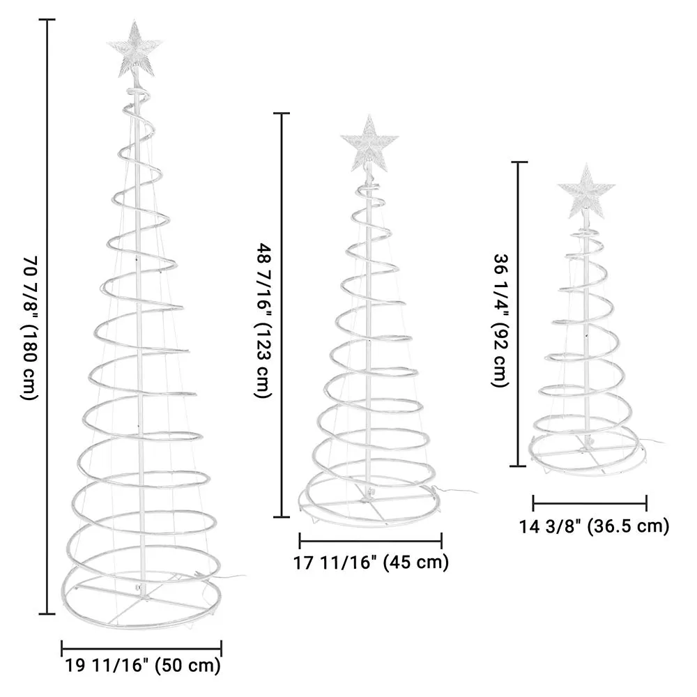 Yescom Lighted Spiral Christmas Trees 6' 4' 3' Cable Powered